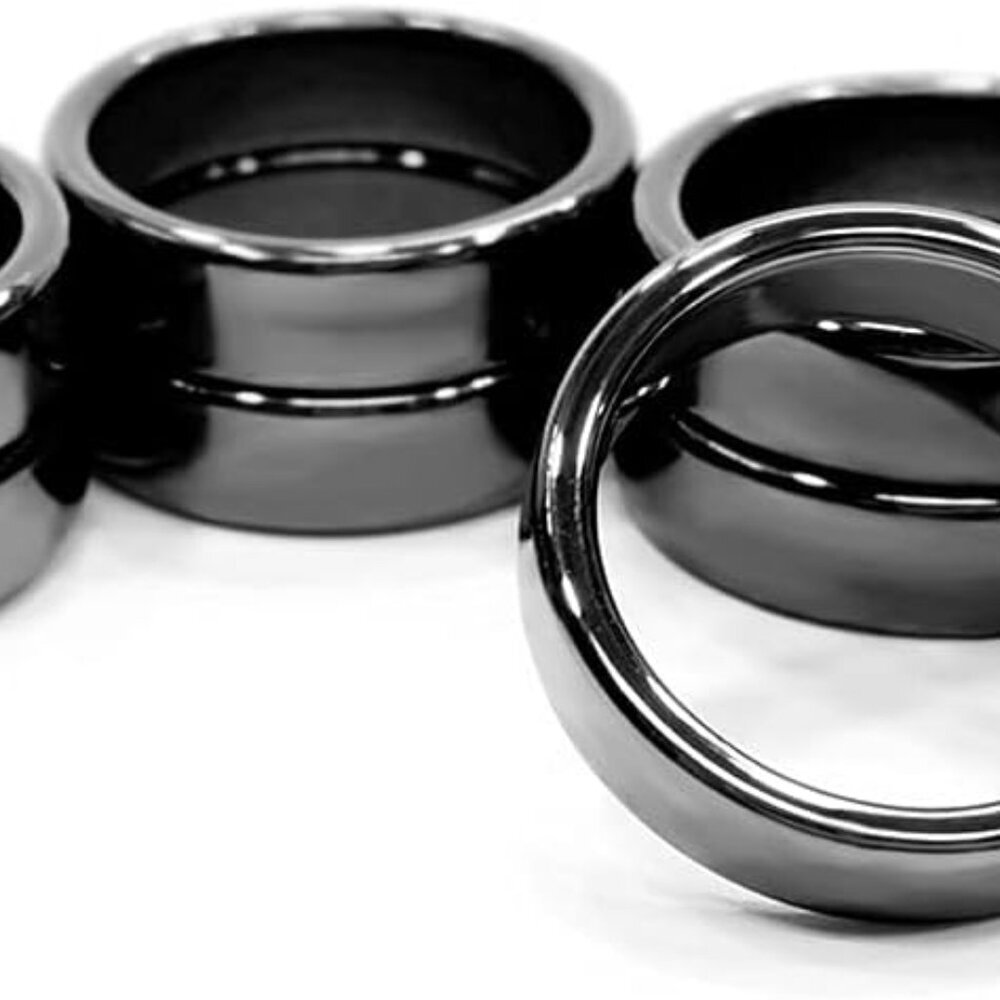 Hematite Stone Rings for Women Men Unisex, Balance Root Chakra Pack of Mixed Siz